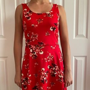 Red floral dress